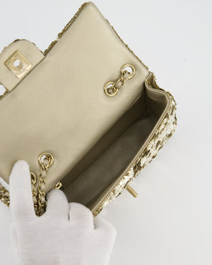 Chanel Classic Single Flap Bag in Gold Sequin with Gold Hardware