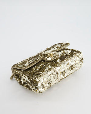 Chanel Classic Single Flap Bag in Gold Sequin with Gold Hardware