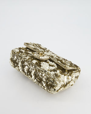 Chanel Classic Single Flap Bag in Gold Sequin with Gold Hardware