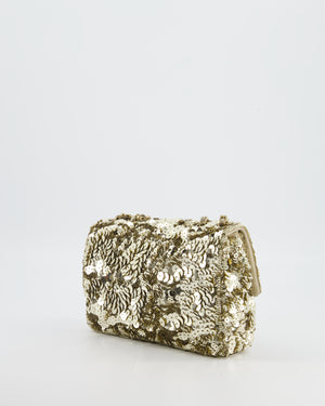 Chanel Classic Single Flap Bag in Gold Sequin with Gold Hardware