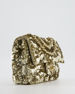Chanel Classic Single Flap Bag in Gold Sequin with Gold Hardware