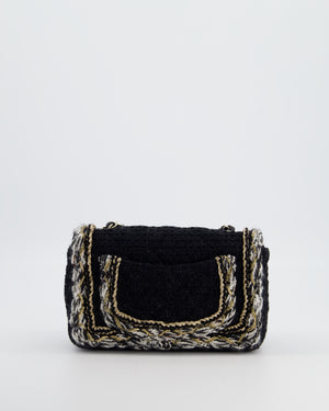 Chanel Fall-Winter 25/26  Mini Rectangular Flap Bag in Black Tweed with Gold Trim and Champagne Gold Hardware