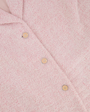 Chanel Pastel Pink Vintage Tweed Jacket with Silver and Beige CC Logo Buttons Size FR 38 (UK 10)