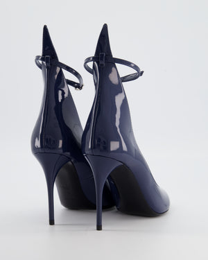Alaïa 90 Navy Patent-Leather Heeled Pumps with Ankle Detail Size EU 38