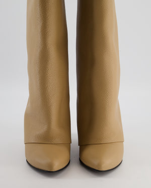 Givenchy Beige Leather Shark Lock Biker Knee-high Boots Size EU 39