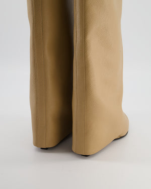 Givenchy Beige Leather Shark Lock Biker Knee-high Boots Size EU 39