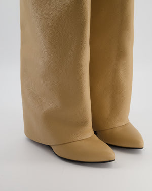 Givenchy Beige Leather Shark Lock Biker Knee-high Boots Size EU 39