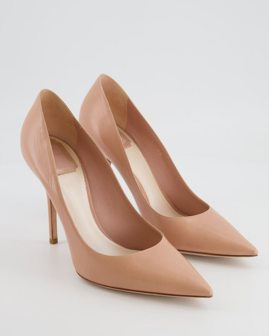 Christian Dior Nude Pink Leather Heeled Pumps Size EU 39