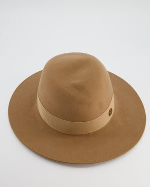 Maison Michel Tan Wool Fedora Hat Size L
