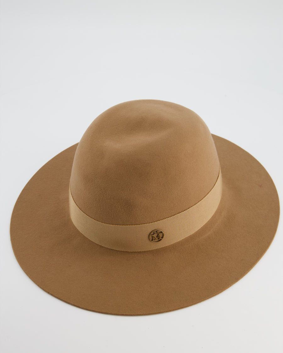 Maison Michel Tan Wool Fedora Hat Size L