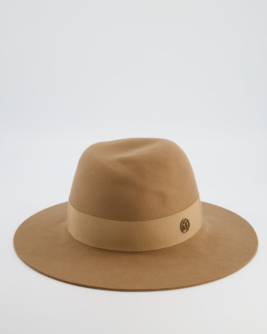 Maison Michel Tan Wool Fedora Hat Size L