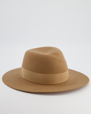 Maison Michel Tan Wool Fedora Hat Size L