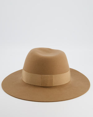 Maison Michel Tan Wool Fedora Hat Size L