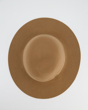 Maison Michel Tan Wool Fedora Hat Size L