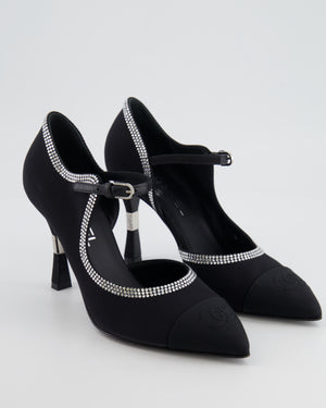 *HOT* Chanel Métiers d'Art 2025 Black Mary Jane Heels with Crystal Embellishments and CC Logo Detail Size EU 38.5 RRP £1,580