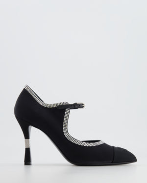 *HOT* Chanel Métiers d'Art 2025 Black Mary Jane Heels with Crystal Embellishments and CC Logo Detail Size EU 38.5 RRP £1,580
