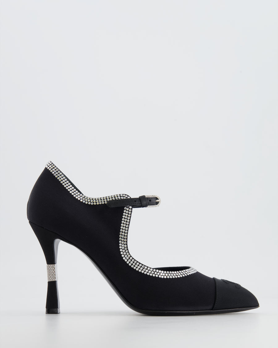 *HOT* Chanel Métiers d'Art 2025 Black Mary Jane Heels with Crystal Embellishments and CC Logo Detail Size EU 38.5 RRP £1,580