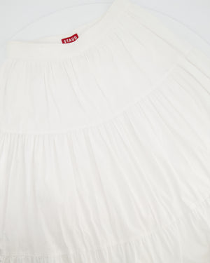 Staud White Long Tiered Cotton Midi Skirt Size US 4 (UK 8)