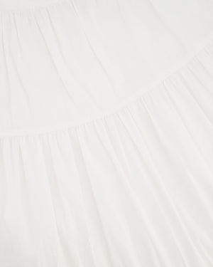 Staud White Long Tiered Cotton Midi Skirt Size US 4 (UK 8)