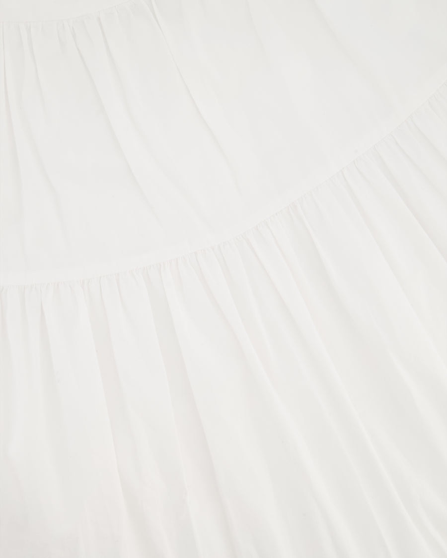 Staud White Long Tiered Cotton Midi Skirt Size US 4 (UK 8)