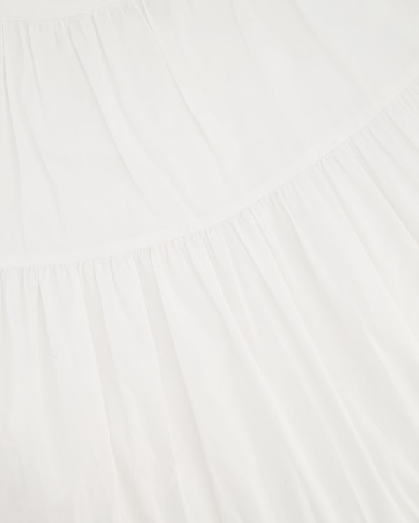 Staud White Long Tiered Cotton Midi Skirt Size US 4 (UK 8)