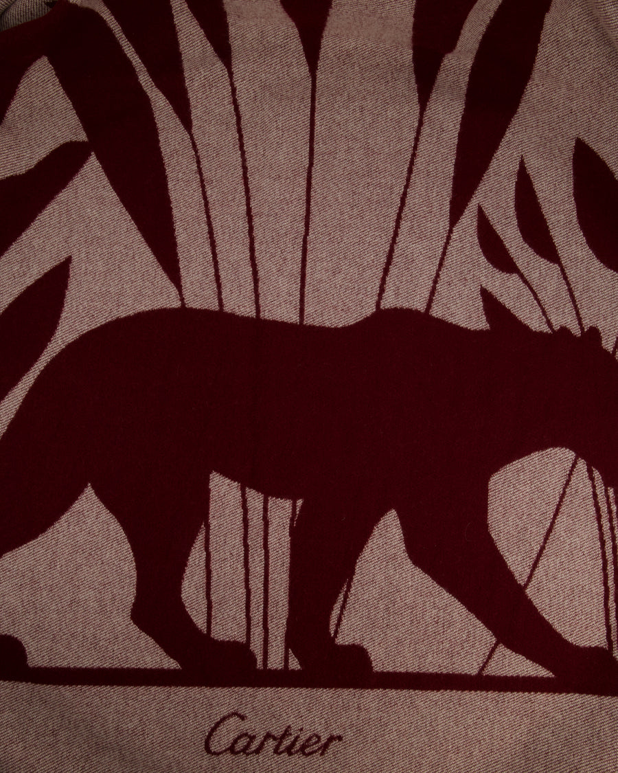 Cartier Red Panthère Merino Wool and Cashmere Blend Blanket
