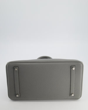 Hermès Birkin 35 Verso Retourne Bag in Grey Mouette Togo Leather and Blue Agate with Palladium Hardware