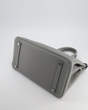 Hermès Birkin 35 Verso Retourne Bag in Grey Mouette Togo Leather and Blue Agate with Palladium Hardware