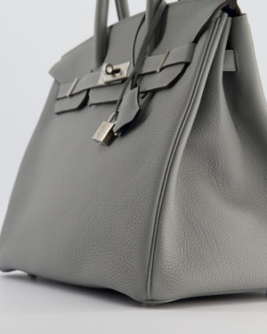 Hermès Birkin 35 Verso Retourne Bag in Grey Mouette Togo Leather and Blue Agate with Palladium Hardware