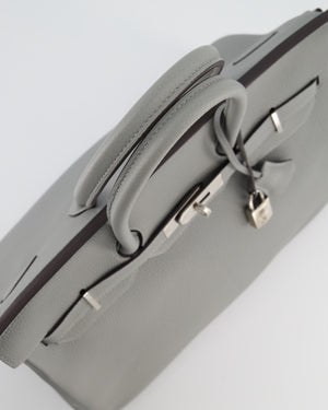 Hermès Birkin 35 Verso Retourne Bag in Grey Mouette Togo Leather and Blue Agate with Palladium Hardware