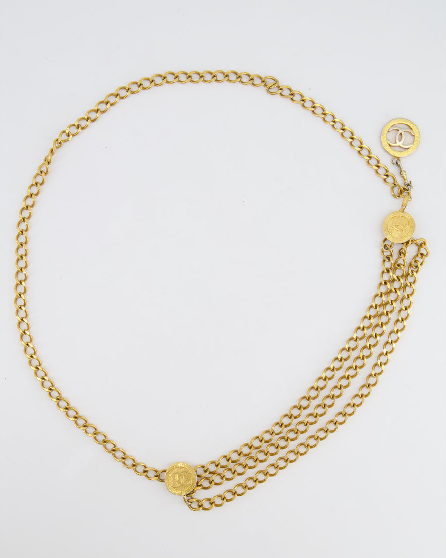 Chanel Vintage 1984 Gold Chain Belt with CC Logo Medallions