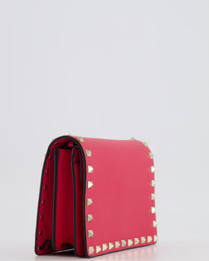 Valentino Red Leather Small Rockstud on Chain Bag with Gold Hardware RRP £960