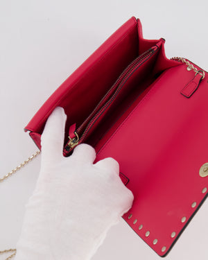 Valentino Red Leather Small Rockstud on Chain Bag with Gold Hardware RRP £960