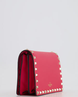 Valentino Red Leather Small Rockstud on Chain Bag with Gold Hardware RRP £960