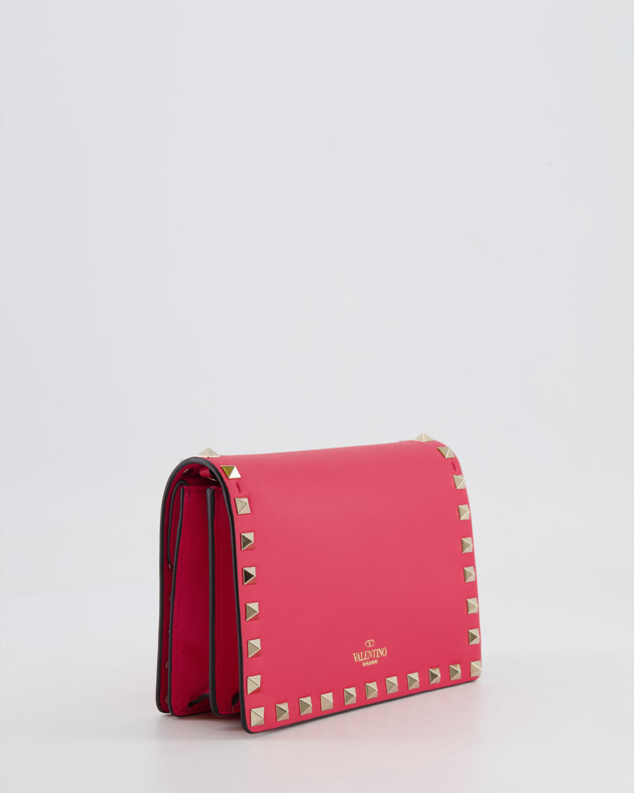 Valentino Red Leather Small Rockstud on Chain Bag with Gold Hardware RRP £960