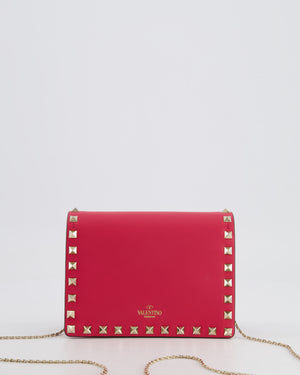 Valentino Red Leather Small Rockstud on Chain Bag with Gold Hardware RRP £960