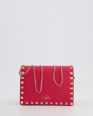 Valentino Red Leather Small Rockstud on Chain Bag with Gold Hardware RRP £960