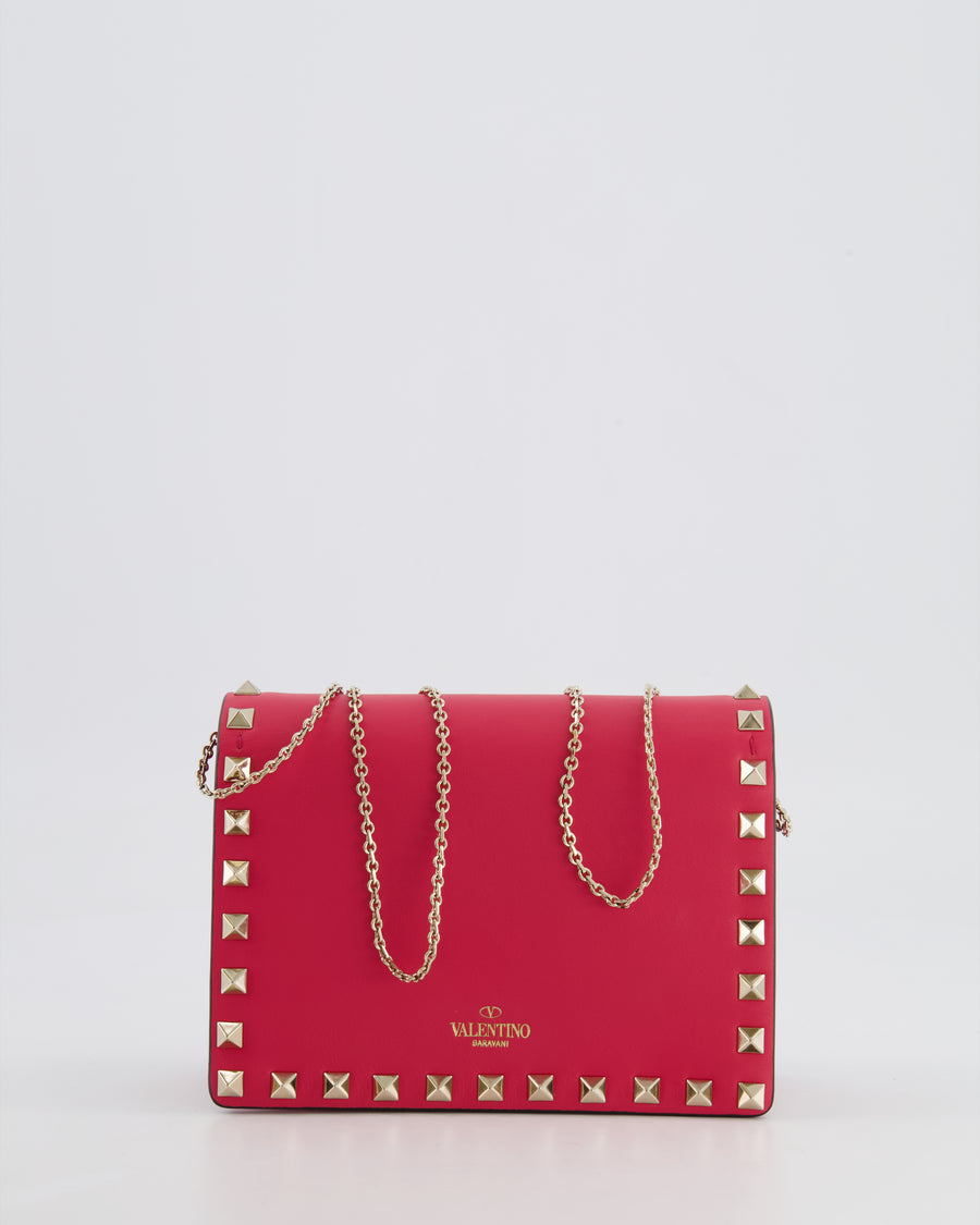 Valentino Red Leather Small Rockstud on Chain Bag with Gold Hardware RRP £960