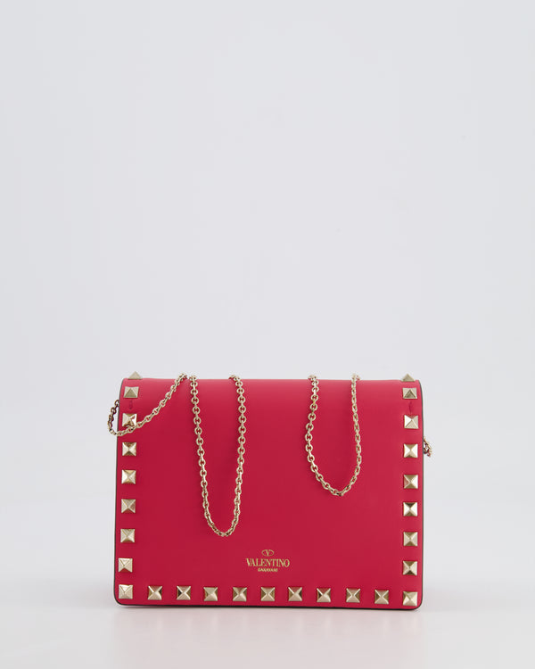 Valentino Red Leather Small Rockstud on Chain Bag with Gold Hardware RRP £960