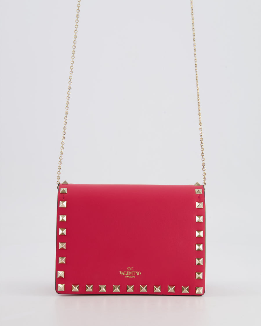Valentino Red Leather Small Rockstud on Chain Bag with Gold Hardware RRP £960