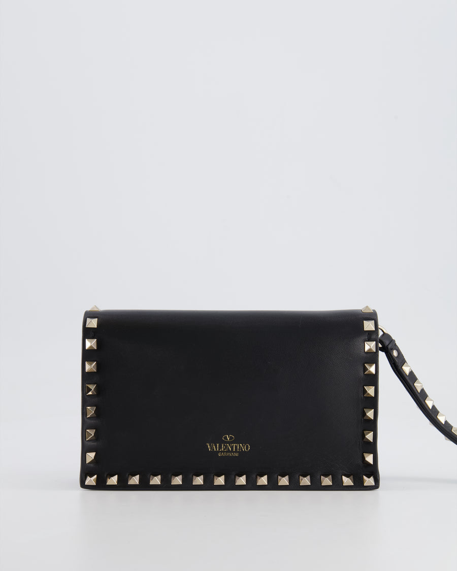 Valentino Black Leather Small Rockstud Pouch Bag with Silver Studs Embellishments RRP £600