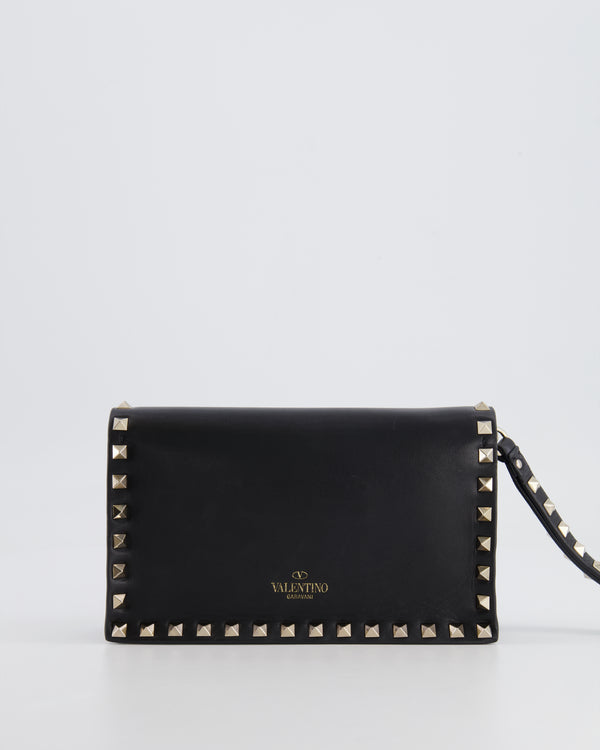 Valentino Black Leather Small Rockstud Pouch Bag with Silver Studs Embellishments RRP £600