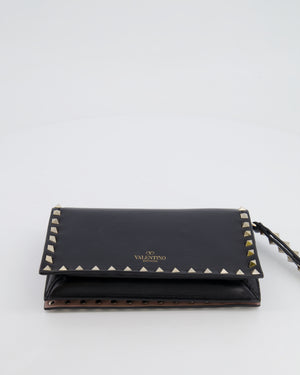 Valentino Black Leather Small Rockstud Pouch Bag with Silver Studs Embellishments RRP £600