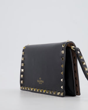 Valentino Black Leather Small Rockstud Pouch Bag with Silver Studs Embellishments RRP £600