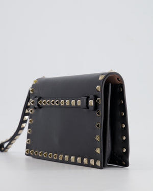 Valentino Black Leather Small Rockstud Pouch Bag with Silver Studs Embellishments RRP £600