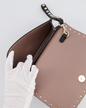 Valentino Black Leather Small Rockstud Pouch Bag with Silver Studs Embellishments RRP £600