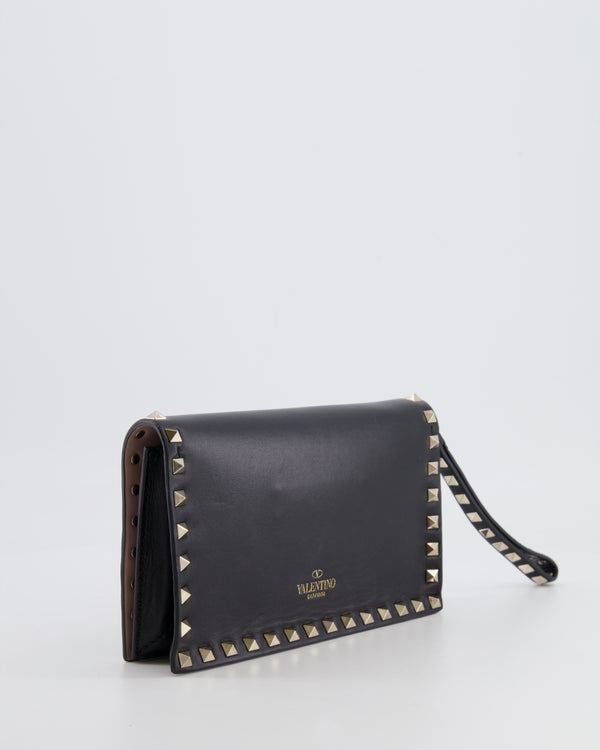 Valentino Black Leather Small Rockstud Pouch Bag with Silver Studs Embellishments RRP £600