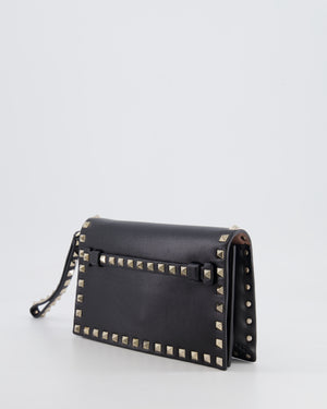 Valentino Black Leather Small Rockstud Pouch Bag with Silver Studs Embellishments RRP £600