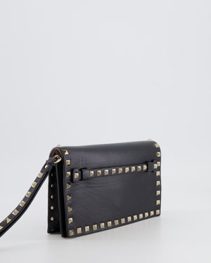 Valentino Black Leather Small Rockstud Pouch Bag with Silver Studs Embellishments RRP £600