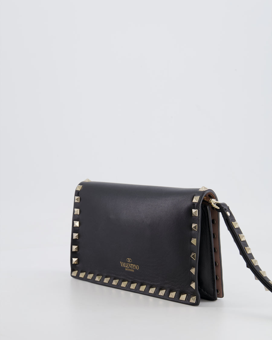 Valentino Black Leather Small Rockstud Pouch Bag with Silver Studs Embellishments RRP £600